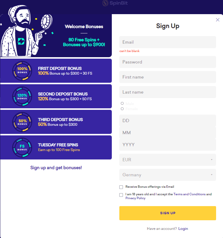 spinbit sign up